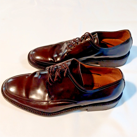 Pronto-Uomo Men's Firenze 9M Italian Leather Oxford Dress Shoes Brown - Picture 5 of 7